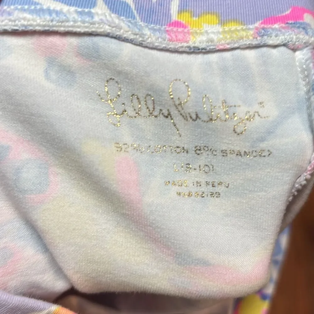 Lilly Pulitzer Girl’s Periwinkle Cropped Leggings Fan Sea Pants, Large 8-10
